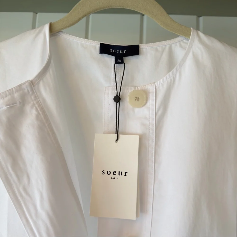 soeurnew white collarless button blouse - Picture 2 of 2